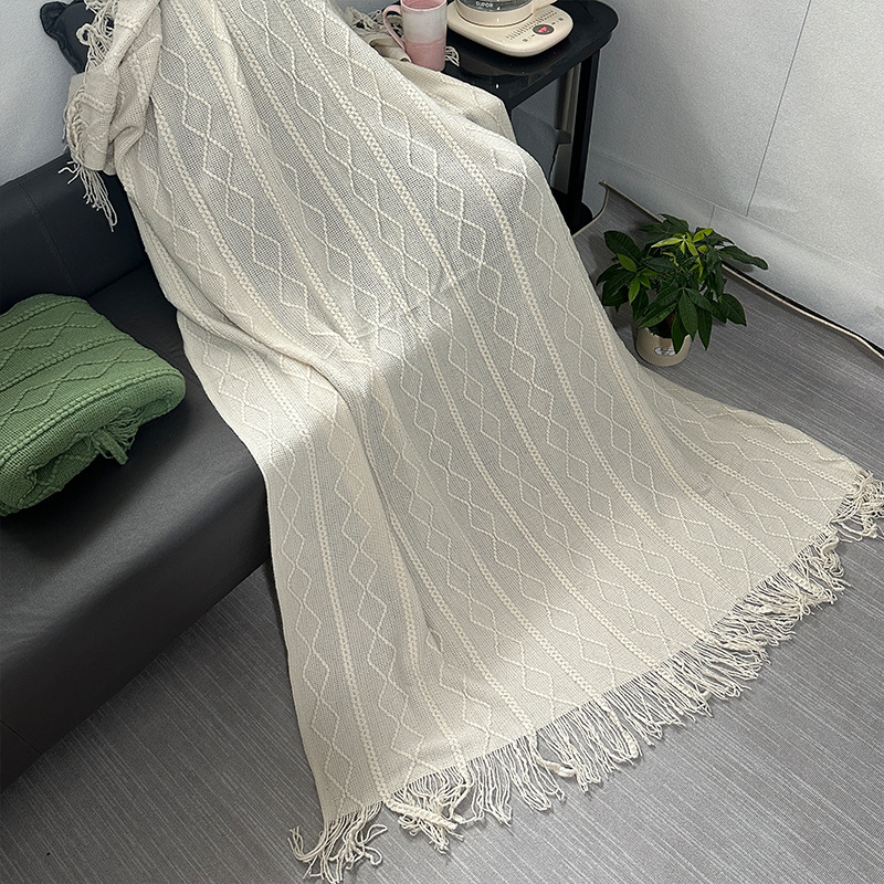 Nordijski geometrijski pleteni pokrivač za kauč, za sve sezone, težina 500–799 g, dekorativan