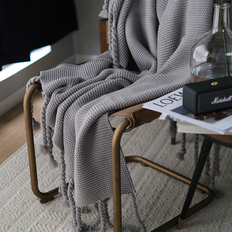 Πλεκτή κουβέρτα, Νορδικού στυλ, απλό μοτίβο, ακρυλικό ινώδες, χειμερινή χρήση, premium ποιότητα