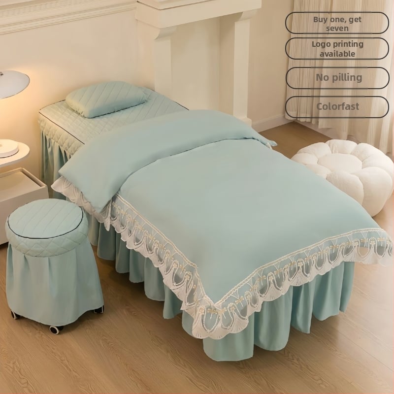 Τετράμερο σετ καλύμματος κρεβατιού ομορφιάς από πολυεστέρα, ελαφρύς πολυτελής αίσθηση, αντιολισθητικό, κατάλληλο για κρεβάτια μασάζ σε σπα, με reactive εκτύπωση και βαφή.