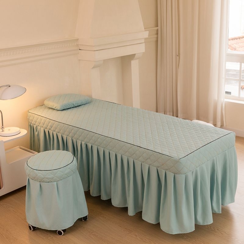 Τετράμερο σετ καλύμματος κρεβατιού ομορφιάς από πολυεστέρα, ελαφρύς πολυτελής αίσθηση, αντιολισθητικό, κατάλληλο για κρεβάτια μασάζ σε σπα, με reactive εκτύπωση και βαφή.