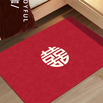 Входен килим с мотив Двойно щастие, полиестерно влакно, правоъгълен формат, машинно тъкане, стил Китайски вятър, печат на лого по поръчка, машинно пране