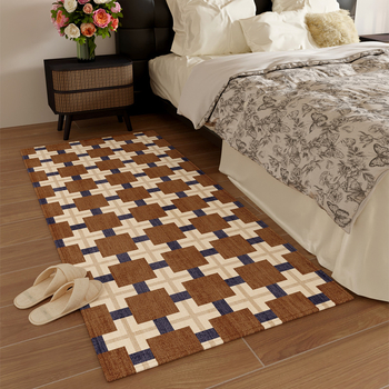 Килим за крак до леглото – квадратна форма, геометричен модел, материал: Mousse, стил: модерен и минималистичен, пространство: спалня