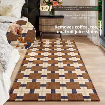 Килим за крак до леглото – квадратна форма, геометричен модел, материал: Mousse, стил: модерен и минималистичен, пространство: спалня