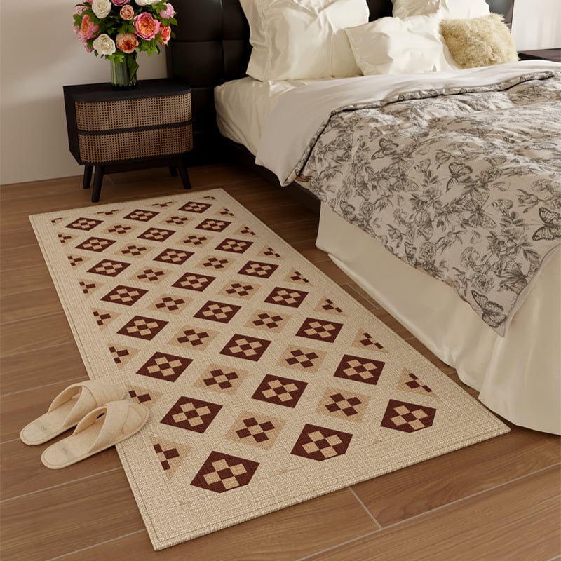 Килим за крак до леглото – квадратна форма, геометричен модел, материал: Mousse, стил: модерен и минималистичен, пространство: спалня