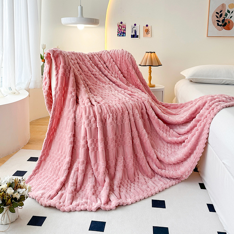 Deka od coral fleece s geometrijskim uzorkom, 280 g/m², 100% poliester, za proljeće i jesen.