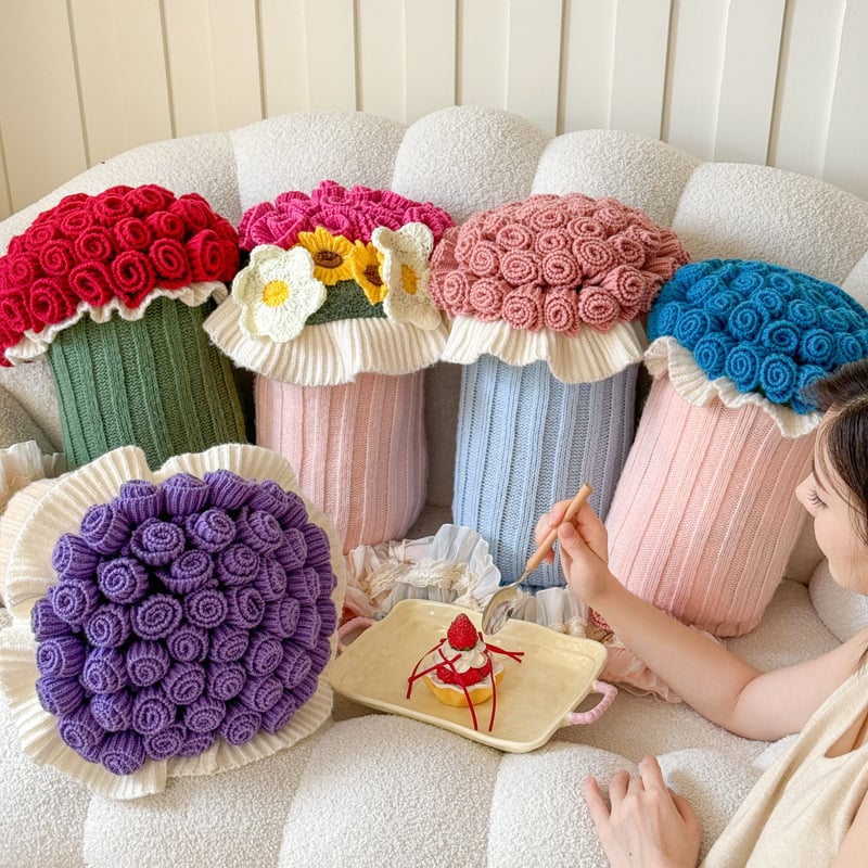 Възглавница с букет рози и флисово одеяло — полиестерно влакно, пролет-есен, модерен стил