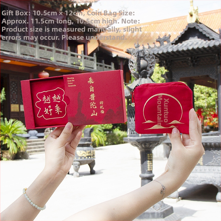 Putuo Mountain érme- és illatos zsák – Brokát, Modern művészet stílus, Félkézi és félgépi kivitelezés, Ajándék születésnapra vagy utazásra