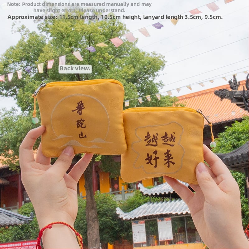 Putuo Mountain érme- és illatos zsák – Brokát, Modern művészet stílus, Félkézi és félgépi kivitelezés, Ajándék születésnapra vagy utazásra