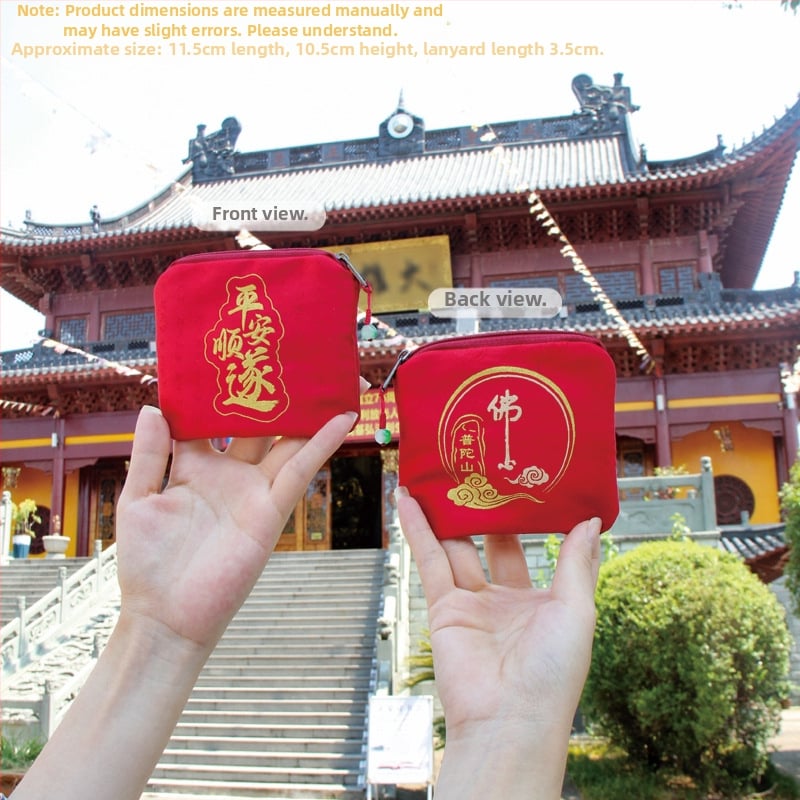 Putuo Mountain érme- és illatos zsák – Brokát, Modern művészet stílus, Félkézi és félgépi kivitelezés, Ajándék születésnapra vagy utazásra