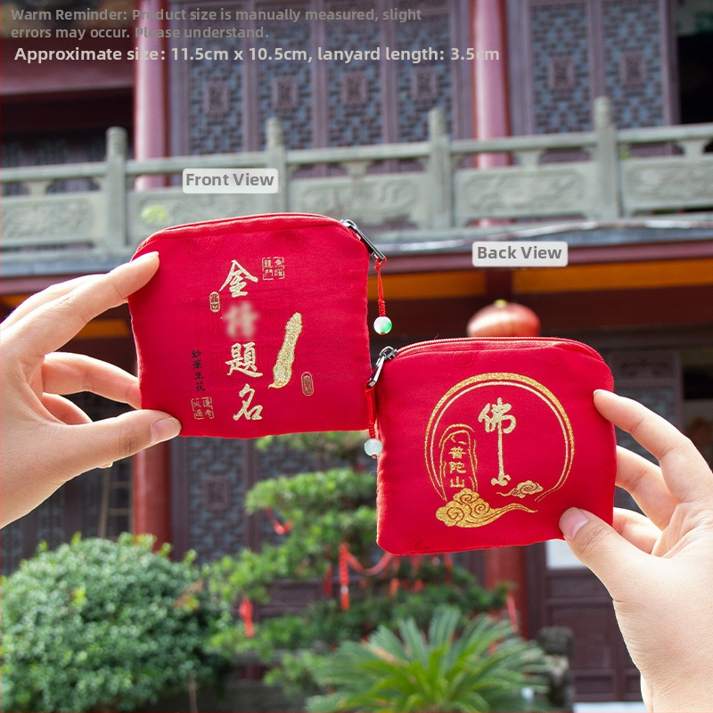 Putuo Mountain érme- és illatos zsák – Brokát, Modern művészet stílus, Félkézi és félgépi kivitelezés, Ajándék születésnapra vagy utazásra