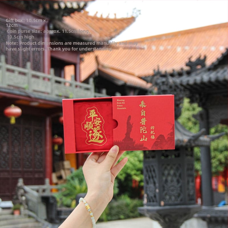 Putuo Mountain érme- és illatos zsák – Brokát, Modern művészet stílus, Félkézi és félgépi kivitelezés, Ajándék születésnapra vagy utazásra