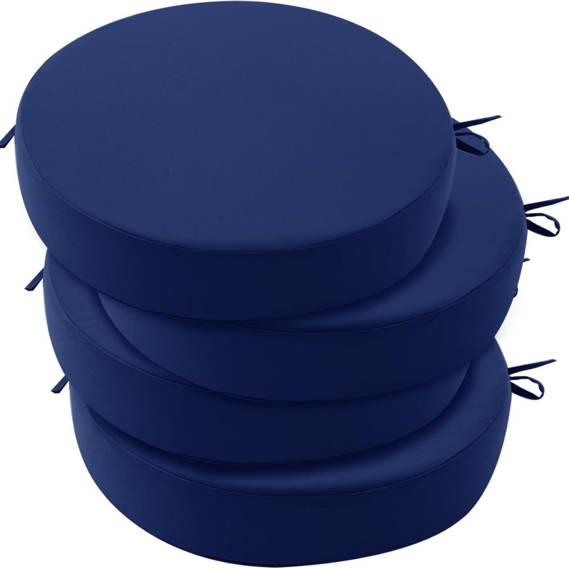 Perna rotundă pentru scaun exterior, cu curele, impermeabilă și UV-rezistentă, husă Oxford și umplutură din burete