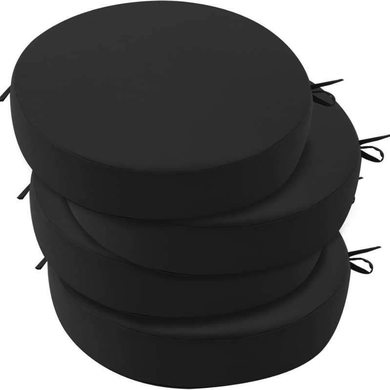 Perna rotundă pentru scaun exterior, cu curele, impermeabilă și UV-rezistentă, husă Oxford și umplutură din burete