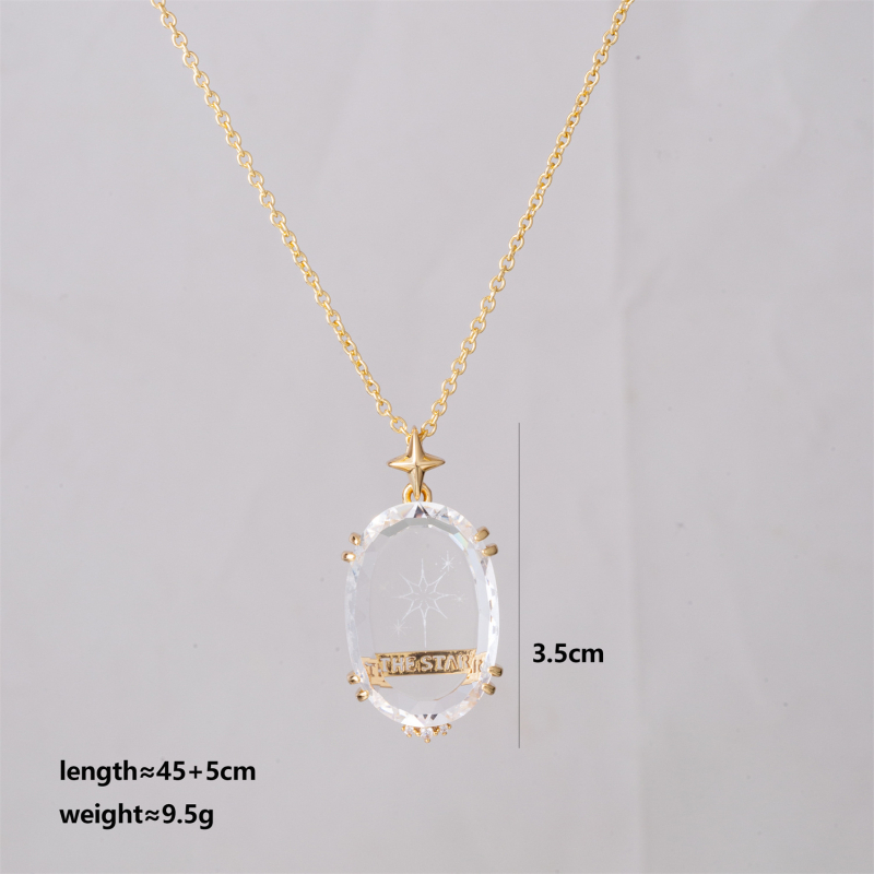 Tarot-kártya nyaklánc átlátszó kristály mintával, geometriai medál, O-formájú lánccal, irodalmi-retro stílus