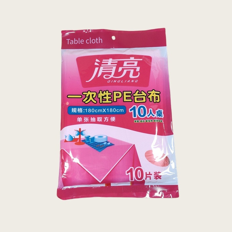 Еднократна покривка за маса, кръгла, прозрачно пластмасово фолио, дебела, марка Clear