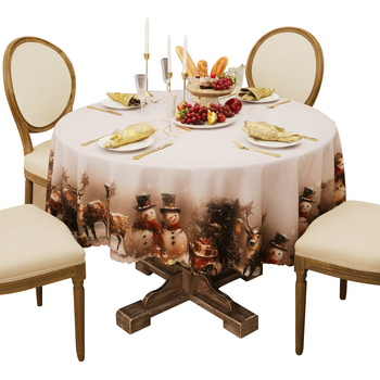Poliesterski kružni stolnjak, vodootporan, lak za čišćenje, otisak uzorka, pogodan za restoran/dom/party/hotel