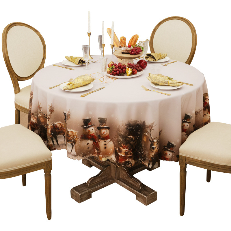 Poliesterski kružni stolnjak, vodootporan, lak za čišćenje, otisak uzorka, pogodan za restoran/dom/party/hotel