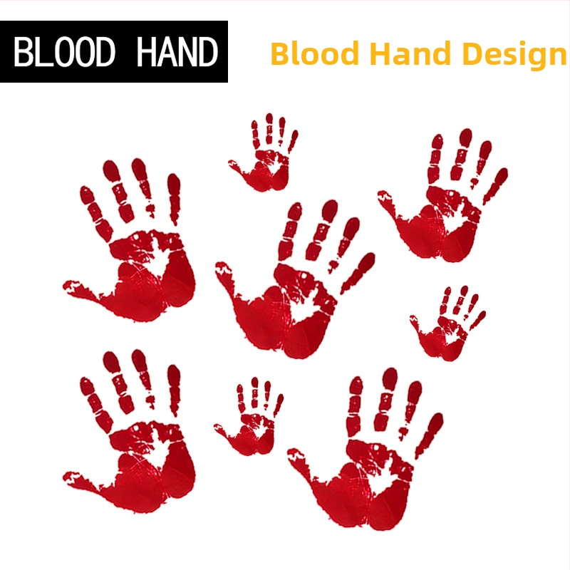 Τραπεζομάντηλο Halloween Horror PVC, ορθογώνιο, σχέδιο αποτύπωμα χεριού αίματος (PVC, ορθογώνιο, αποτύπωμα χεριού, Halloween Horror)