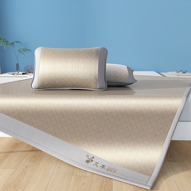 Mugwort rashladna podloga s Ice Silk, perivi mekani set za bračni krevet 1,8 m, sklopivi modern dizajn
