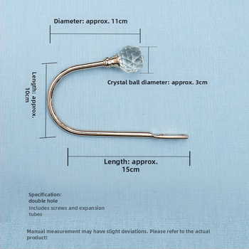 Aizkaru āķis no metāla sakausējuma ar kristāla akcentiem, moderns vienkāršs dizains, sienas montāža.