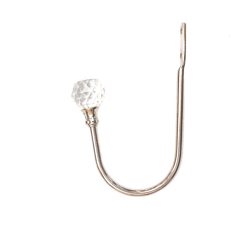 Aizkaru āķis no metāla sakausējuma ar kristāla akcentiem, moderns vienkāršs dizains, sienas montāža.