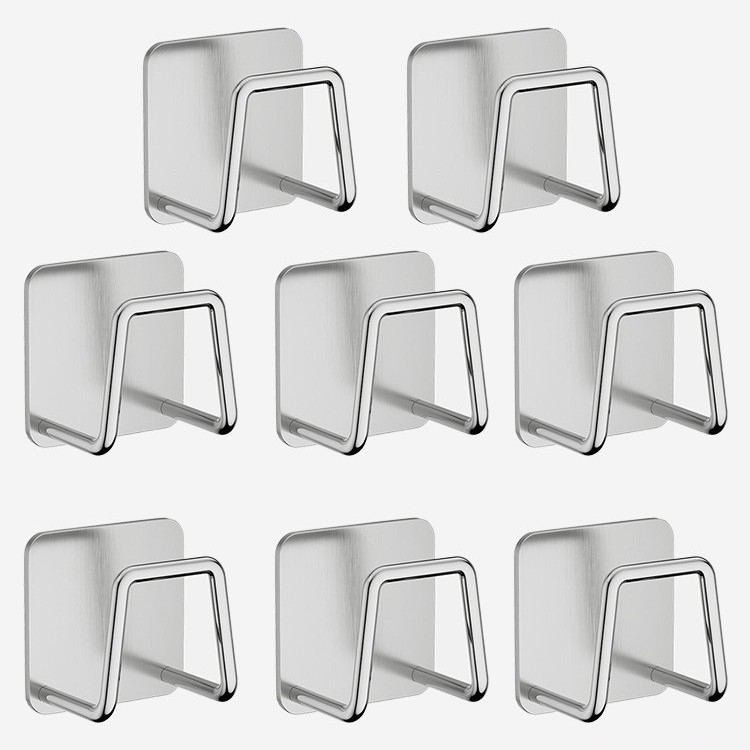 Teleskopski nosač šipke s fiksacijom, bez bušenja, zidni ljepilo nosač, nehrđajući čelik, paket od 2 komada, nosivost 0–1 kg