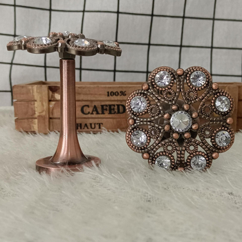 Držač za zavjese s pravim štapom, model 016, cinkovo legura + rhinestones, dodaci: vijci i gumeni čepovi, za viseće zavjese, Plum Blossom Nine Diamond Straight Hook