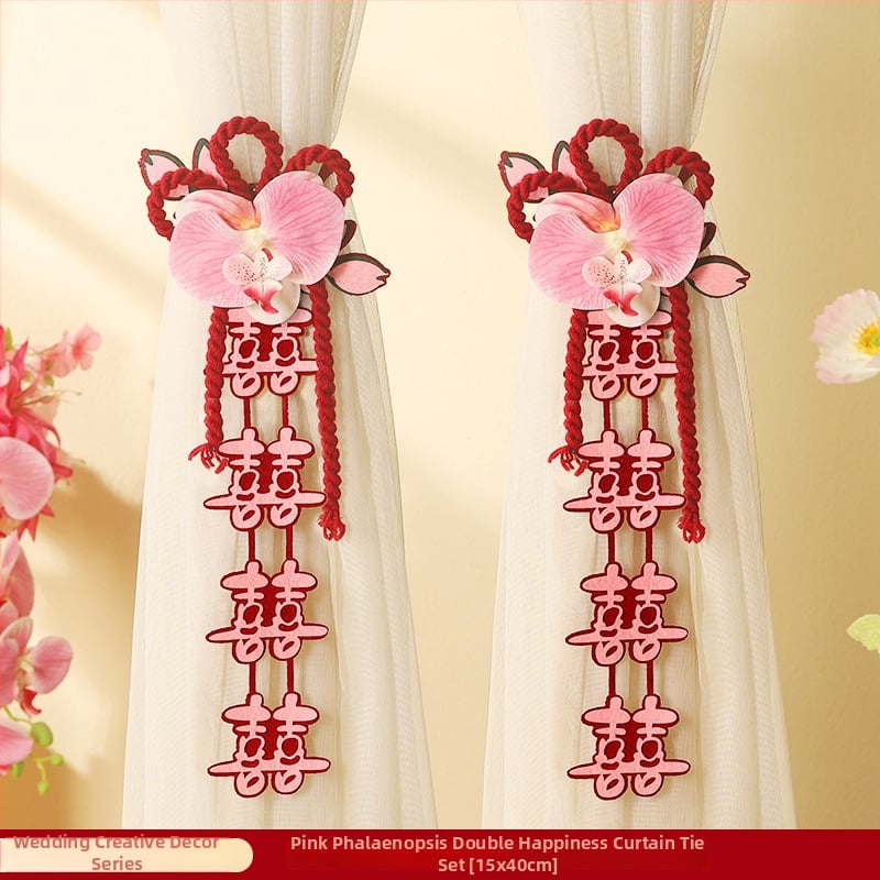 Esküvői függönyökhöz kötőpánt – pár dekoratív, fonalból készült dísz a hálószobához és a lépcsőhöz (csomagolás Opp zacskó; esküvői dekoráció)