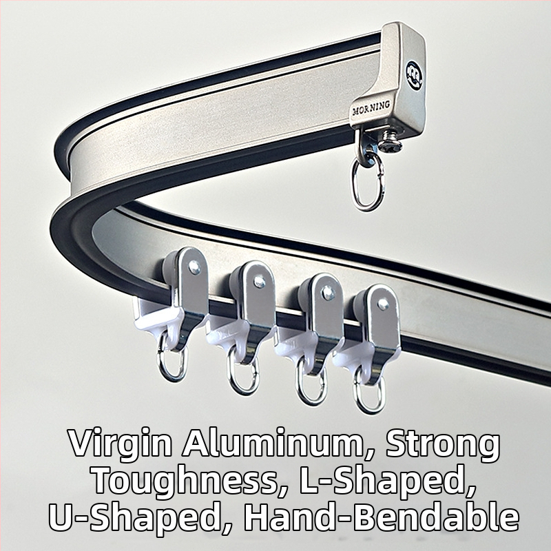 Alumínium függöny sínrendszer – L- és U- alakú görbült sínek, felső oldali rögzítés, teleszkópos görgő, egyenes sín vezető, dupla pálya, csendes működés