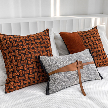 Voodiäärne jooksja geomeetrilise plaatide mustriga, segu materjal, kerge luksus stiil, logotüübi trükkimise võimalus, premium hotell-stiilis voodipesu