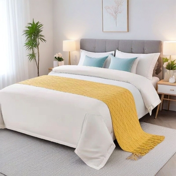 Покривка за легло за хотели и къщи за гости — прост модернистичен стил; 210–220 g/m², еднотонен модел, Спално бельо: одеяла и флисови одеяла