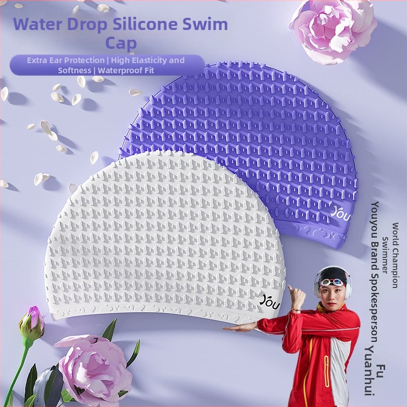 Șapcă de înot din silicon pentru păr lung – impermeabilă, protecție pentru urechi, pentru adulți, profesională