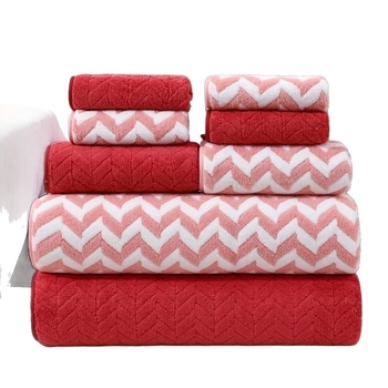 8-частен комплект хавлии със мотив пшенични зърна, коралов флис, Plain weave (≥200 g)