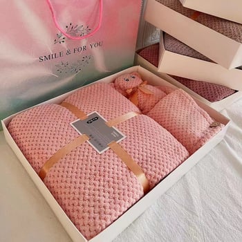 Set ručnika za kupanje s ananas mrežnim uzorkom, u darovnoj kutiji, coral fleece, 300 g, mogućnost otiska logotipa, šavovi