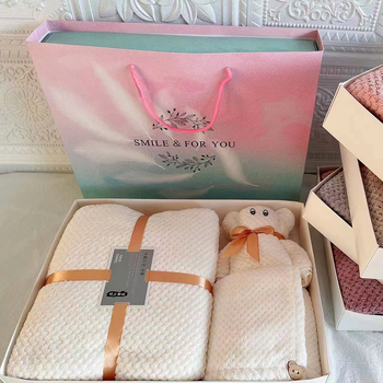 Set ručnika za kupanje s ananas mrežnim uzorkom, u darovnoj kutiji, coral fleece, 300 g, mogućnost otiska logotipa, šavovi