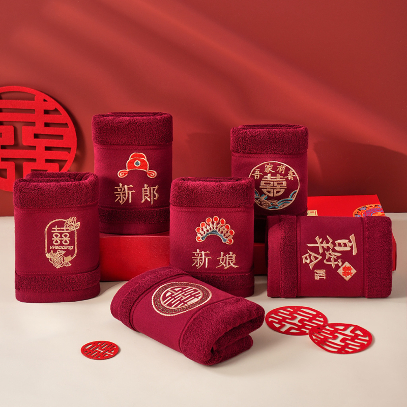 Лицеви кърпи за сватба – двойка, памук, бродирани, 140 г, 32S прежди