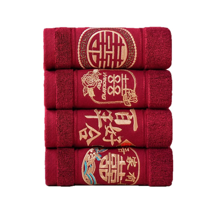 Лицеви кърпи за сватба – двойка, памук, бродирани, 140 г, 32S прежди