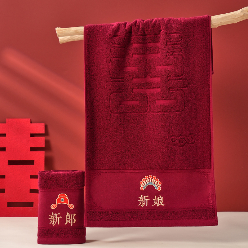 Лицеви кърпи за сватба – двойка, памук, бродирани, 140 г, 32S прежди