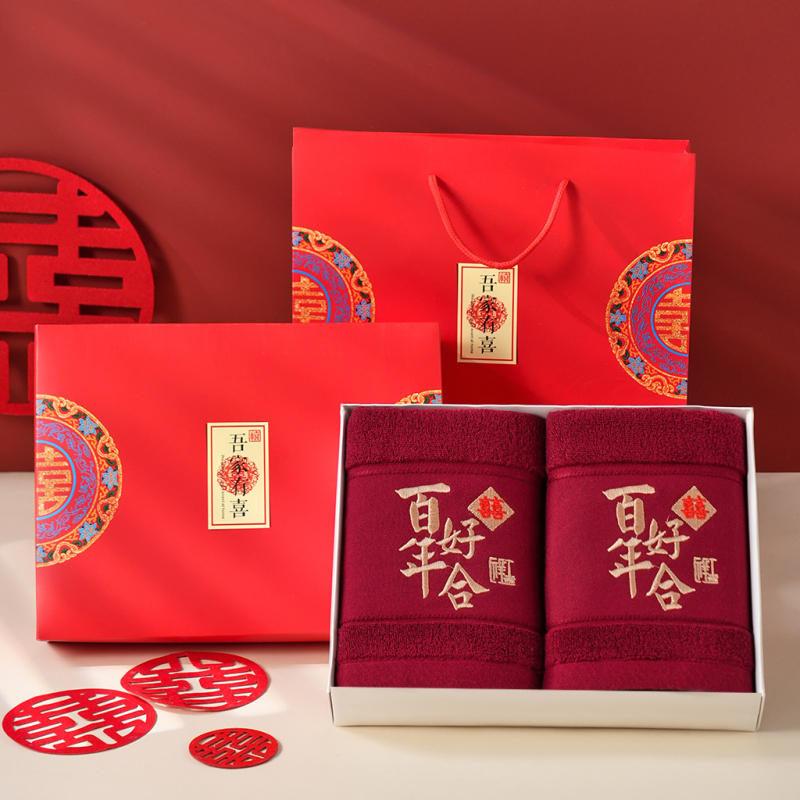 Лицеви кърпи за сватба – двойка, памук, бродирани, 140 г, 32S прежди