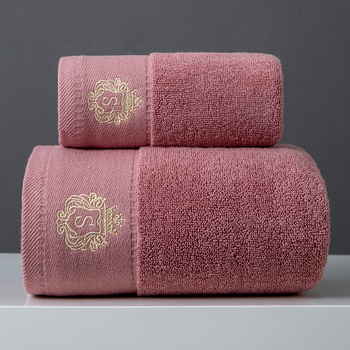 Κεντημένο σετ πετσετών από 100% βαμβάκι – Τριών τεμαχών πετσέτες μπάνιου, χεριών και προσώπου, 32S νήματα, Jacquard, 100–120 g