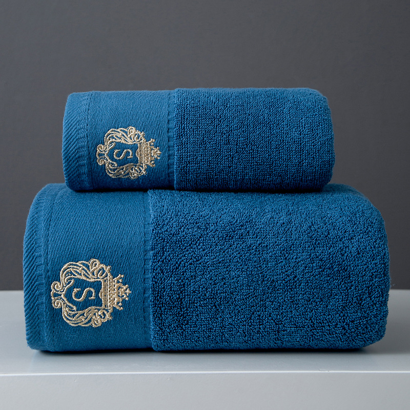 Κεντημένο σετ πετσετών από 100% βαμβάκι – Τριών τεμαχών πετσέτες μπάνιου, χεριών και προσώπου, 32S νήματα, Jacquard, 100–120 g