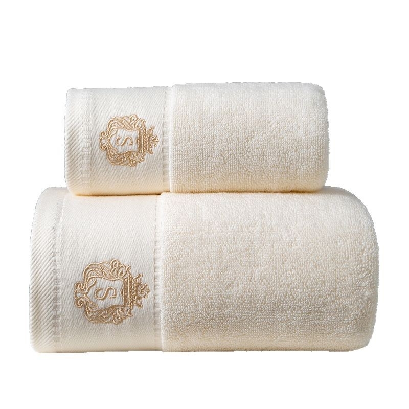 Κεντημένο σετ πετσετών από 100% βαμβάκι – Τριών τεμαχών πετσέτες μπάνιου, χεριών και προσώπου, 32S νήματα, Jacquard, 100–120 g