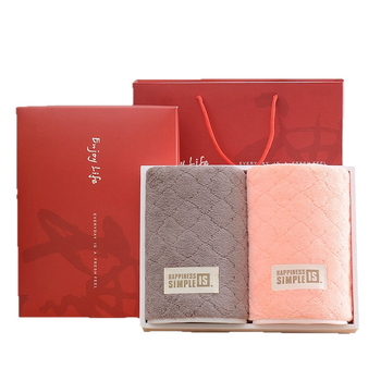 Πετσέτες Coral Velvet Ευρωπαϊκού Στυλ, Δύο Τεμάχια σε κουτί δώρου, 350 g, 80% πολυεστέρας + 20% πολυαμίδιο, ring-spun, plain-weave