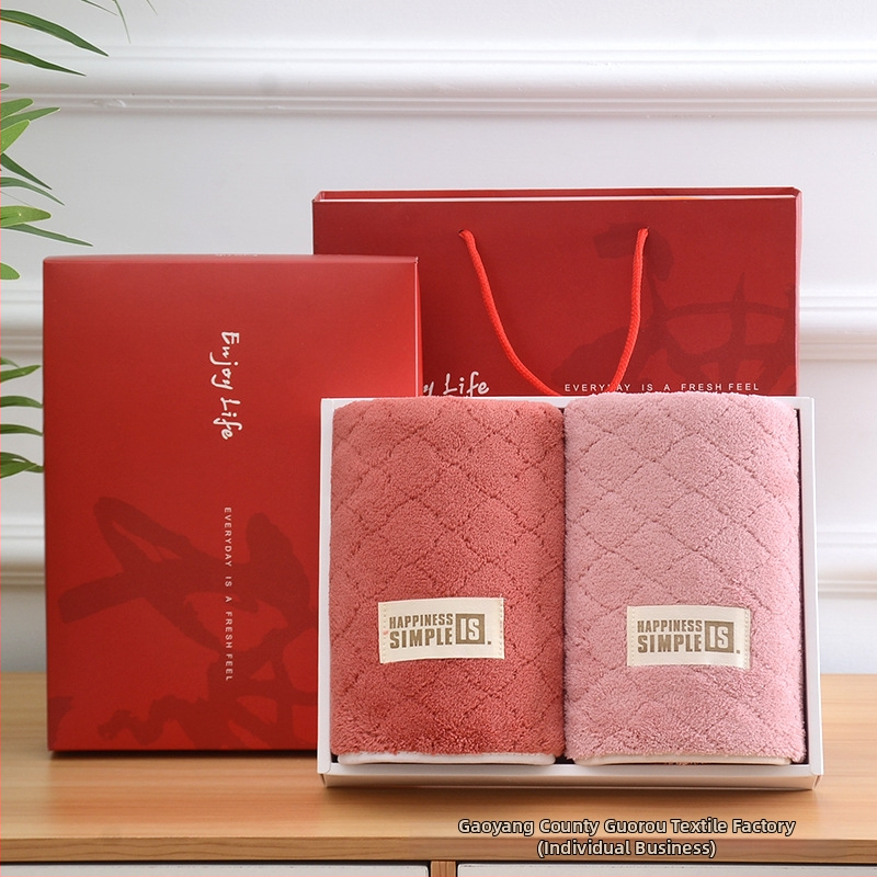 Πετσέτες Coral Velvet Ευρωπαϊκού Στυλ, Δύο Τεμάχια σε κουτί δώρου, 350 g, 80% πολυεστέρας + 20% πολυαμίδιο, ring-spun, plain-weave