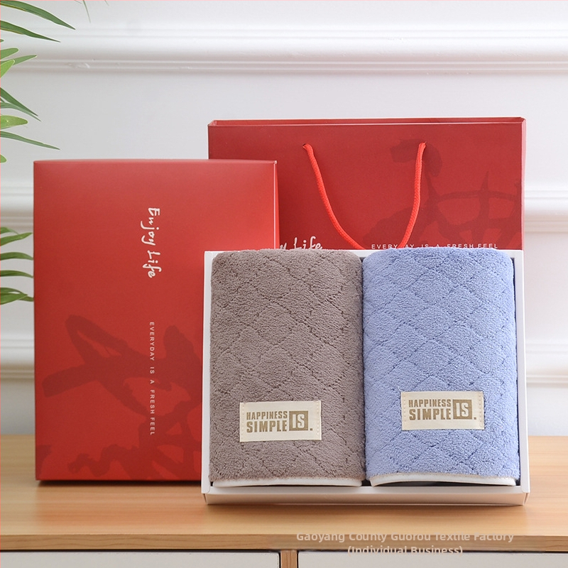 Πετσέτες Coral Velvet Ευρωπαϊκού Στυλ, Δύο Τεμάχια σε κουτί δώρου, 350 g, 80% πολυεστέρας + 20% πολυαμίδιο, ring-spun, plain-weave