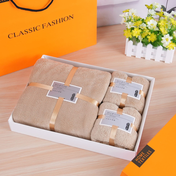 Prilagođeni coral velvet ručnik u darovnoj kutiji, tiskanje logotipa dostupno, 500–600 g