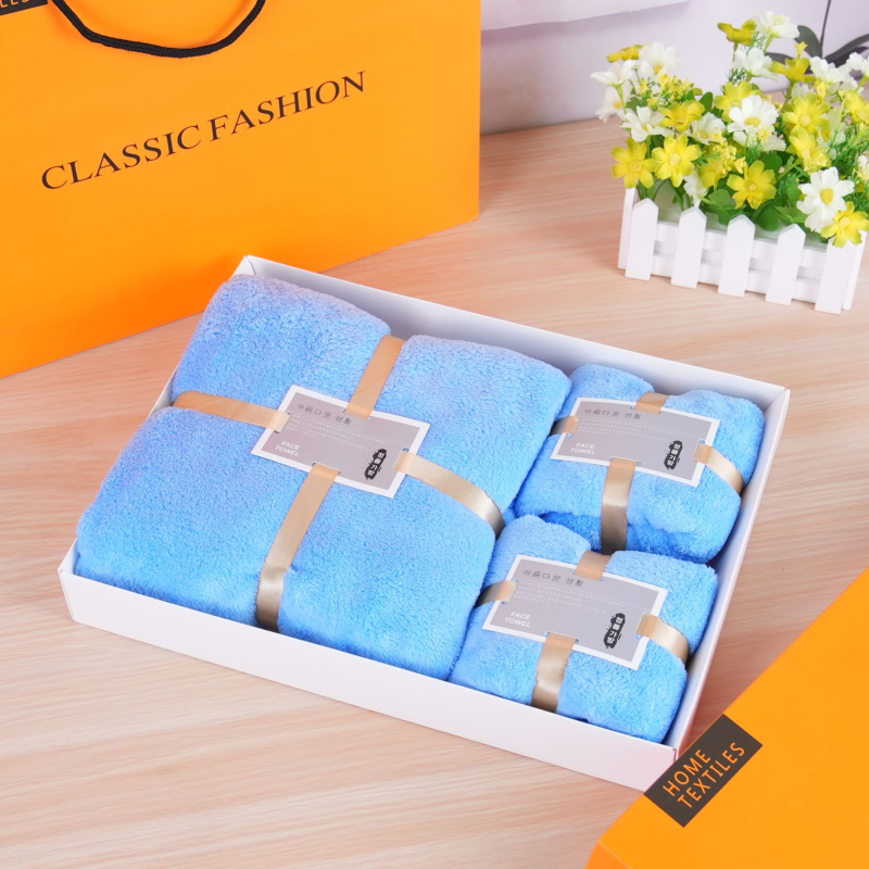 Prilagođeni coral velvet ručnik u darovnoj kutiji, tiskanje logotipa dostupno, 500–600 g