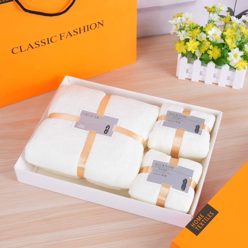 Prilagođeni coral velvet ručnik u darovnoj kutiji, tiskanje logotipa dostupno, 500–600 g