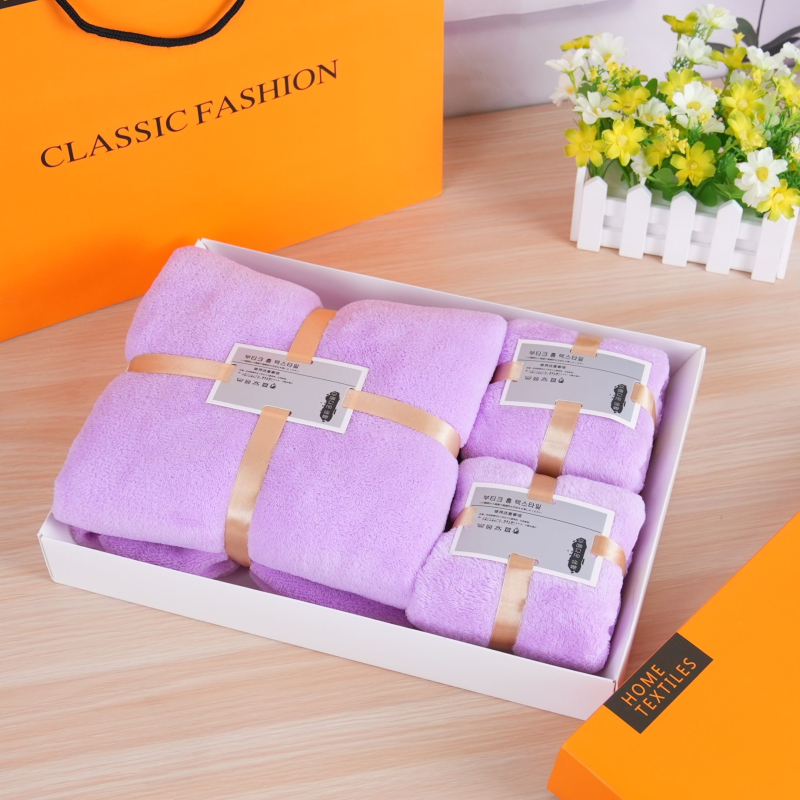 Prilagođeni coral velvet ručnik u darovnoj kutiji, tiskanje logotipa dostupno, 500–600 g