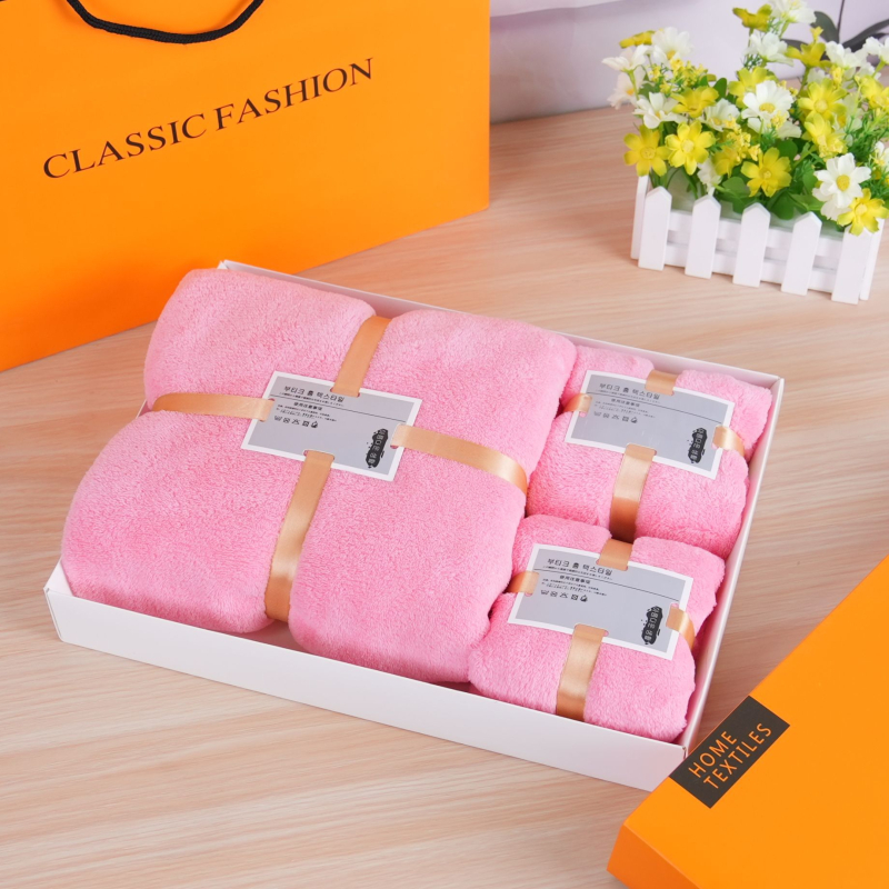 Prilagođeni coral velvet ručnik u darovnoj kutiji, tiskanje logotipa dostupno, 500–600 g